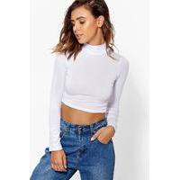 Aimee Basic Turtle Neck Top - white