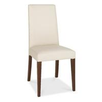 Akita Walnut Tapered Back Ivory Faux Leather Dining Chairs - Pair