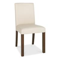 akita walnut square back ivory faux leather dining chairs pair