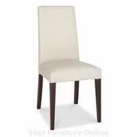 Akita Walnut Tapered Back Ivory Faux Leather Dining Chairs - Pair