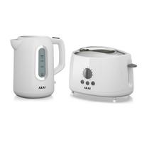 Akai Kitchen Appliance Set with Cordless Kettle and 2 Slice Toaster - White