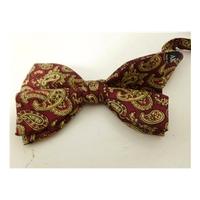 Akco Burgundy/Gold Paisley Patterned Silk Bow Tie