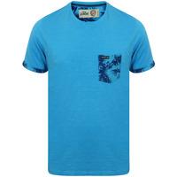 Akamu Printed Roll Sleeve T-Shirt with Pocket in Swedish Blue  Tokyo Laundry