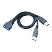 Akasa USB 3.0 Ext - Int cable, 2 x Type A USB3.0 to Internal USB3