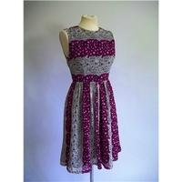 Akaash Pretty Black and Pink Floral Print Dress Open Back Size 12
