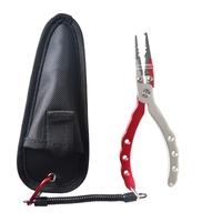 Aluminum Alloy Fishing Pliers Split Ring Cutters Hooks Remover Fishing Holder Tackle with Sheath & Retractable Tether Combo