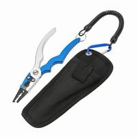 Aluminum Fishing Pliers Split Ring Cutters Hooks Remover Fishing Holder Tackle with Oxford Sheath and Security Landyard