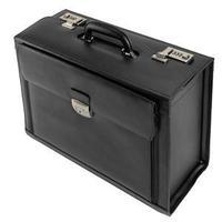 Alassio Ferrara Leather Pilot Case with Laptop Compartment (Black)