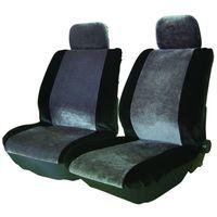 Alpha - Front Seat Cover Pairs with 2 Headrest Covers in Grey / Black