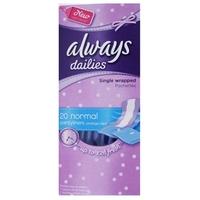 always dailies normal pantyliners 20 pack