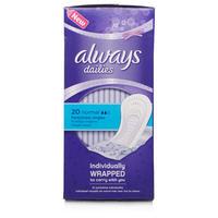 always dailies normal pantyliners individually wrapped