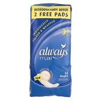 always maxi comfort protection 10 sanitary pads night