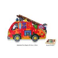 Alphabet Fire Engine - Handcrafted Wooden Jigsaw (Includes Storage Bag)