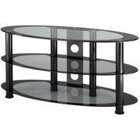 Alphason ATO800 Atoll Oval Universal Stand in Black with Grey Glass for Screens up to 37\'\'