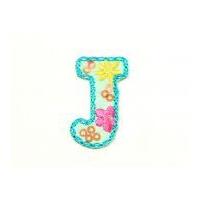 Alphabet Letter Embroidered Iron On Motif Applique 30mm x 35mm Multicoloured Letter J