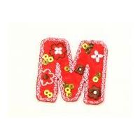 Alphabet Letter Embroidered Iron On Motif Applique 30mm x 35mm Multicoloured Letter M