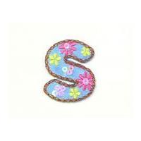 Alphabet Letter Embroidered Iron On Motif Applique 30mm x 35mm Multicoloured Letter S