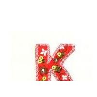 Alphabet Letter Embroidered Iron On Motif Applique 30mm x 35mm Multicoloured Letter K