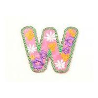 Alphabet Letter Embroidered Iron On Motif Applique 30mm x 35mm Multicoloured Letter W