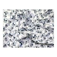 Allover Skulls Print Cotton Poplin Fabric White