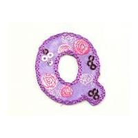 Alphabet Letter Embroidered Iron On Motif Applique 30mm x 35mm Multicoloured Letter Q