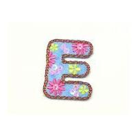 Alphabet Letter Embroidered Iron On Motif Applique 30mm x 35mm Multicoloured Letter E