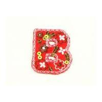 Alphabet Letter Embroidered Iron On Motif Applique 30mm x 35mm Multicoloured Letter B