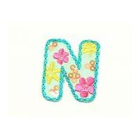 Alphabet Letter Embroidered Iron On Motif Applique 30mm x 35mm Multicoloured Letter N