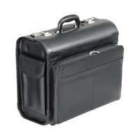 alassio san remo multi section leather look trolley pilot case black