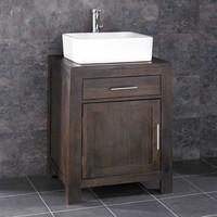 Alta 60cm Wide Solid WENGE Oak Single Door Bathroom Basin Cabinet