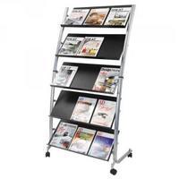 alba 5 shelf single sided mobile literature display stand 3xa4 dd5gm