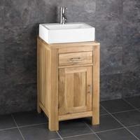 Alta Solid Oak 45cm Bathroom Vanity Cabinet and Barletta Basin