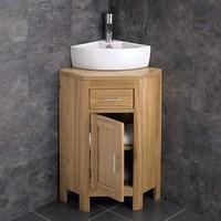 Alta Solid Oak Single Door Vanity Cabinet with Olbia Corner Basin