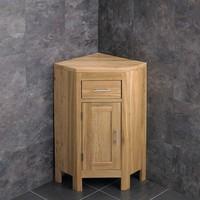 Alta One Door Natural Oak Corner Vanity Cabinet with no Basin