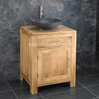 Alta 60cm Wide Single Door Vanity Cabinet in Solid Oak with Portici Basin
