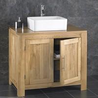 Alta 90cm Wide Solid Oak Double Door Bathroom Basin Cabinet