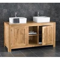 Alta Solid Oak 130cm Wide Bathroom Cabinet With Two Double Trieste or Milano Basins