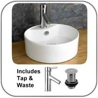 almada 465cm diameter countertop circular sink with mixer tap waste