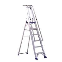 aluminium stepladder with platform guardrail and handrail 6 steps