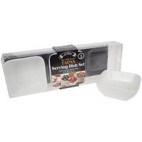 Al Fresco Super White Ceramic Tapas Food Serving Dish Bowl Sets (3 Piece Square