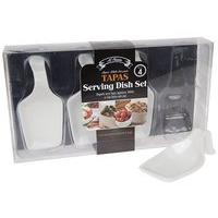 Al Fresco Super White Ceramic Tapas Food Serving Dish Bowl Sets (4 Piece Spoon