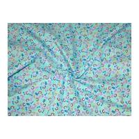 Alphabet Letters Print Polycotton Dress Fabric Blue & Multicoloured