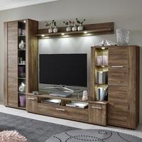 Alvin Wooden Living Room Set In Acacia Dark With LED Lighting