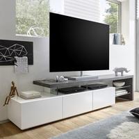 Alanis Modern TV Stand In Concrete And Matt White With Storage