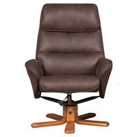 Alizza Faux Suede Swivel Recliner Chair and Footstool Brown