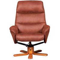 Alizza Faux Suede Swivel Recliner Chair and Footstool Tan