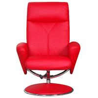 Alizza Faux Leather Swivel Recliner Chair and Footstool Red