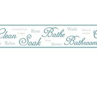 Albany Borders Bathroom Script Border Teal, B50032