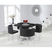 Algarve Black Stowaway Dining Table with Black High Back Stools