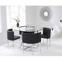 Algarve Glass Stowaway Dining Table with Brown High Back Stools